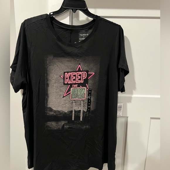 torrid Tops - Torrid Black Tee with Pink and Green Neon Design